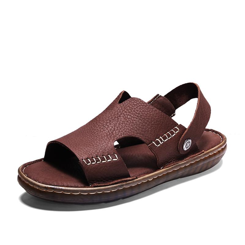 Fashion 2025 Business Casual Shoes Genuine Leather Jelly Sole Sandals Men Anti-Slip Soft Sole Slippers Breathable Slip-On Dress Sandals