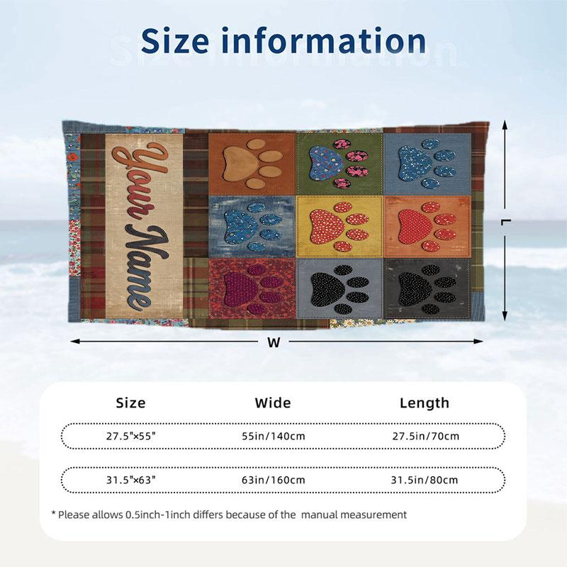 Dog Theme Beach Towel Personalized Custom Name & Text Soft Quick Dry Beach Towel for Swimming Travel