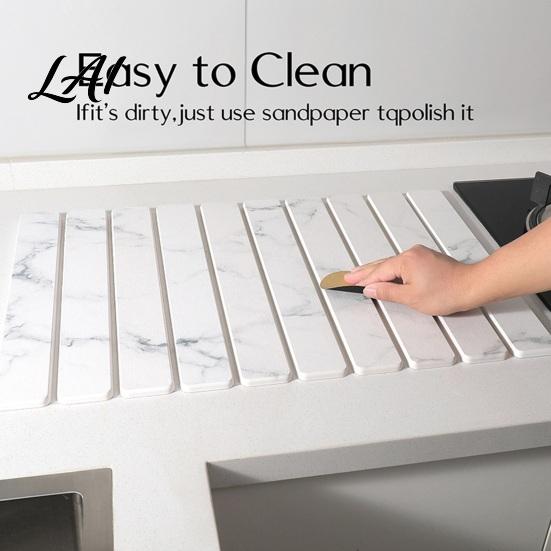 Foldable Kitchen Sink Organizer Diatomaceous Dish Drying Mat Collapsible Absorbent Drain Pad Large Capacity Rack Heat Resistant Multipurpose