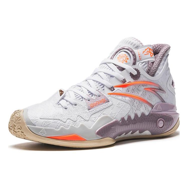 Anta Shock Wave 5 Mutation Low top Slip Resistant Abrasion Resistant Basketball Shoes Women's White Purple 122331106-1