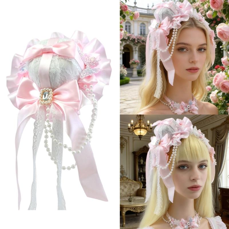 Elegant Anime Butterfly Bows Hair Accessory Costume Headpiece Hair Decoration With Lace For Cosplay And Daily Wear