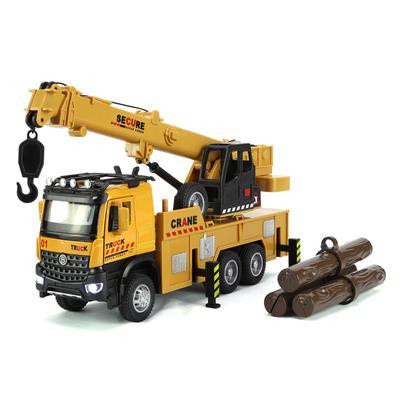 1/32 Scale Mini Engineering Crane Alloy Model Toy Car, Spring-Loaded Retractable Arm, Fun Educational Construction Gift