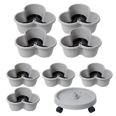 4 Tiers Plastic Vertical Planter Stacked Planter Gardening Pots With Tray And Flexible Wheels For Strawberry, Flower, Vegetable