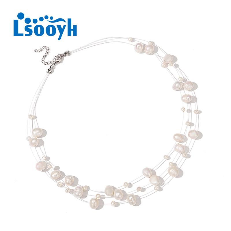 

FENASY многослойное колье-чокер с натуральным жемчугом в стиле барокко для женщин, простой стиль, ювелирные изделия из жемчуга