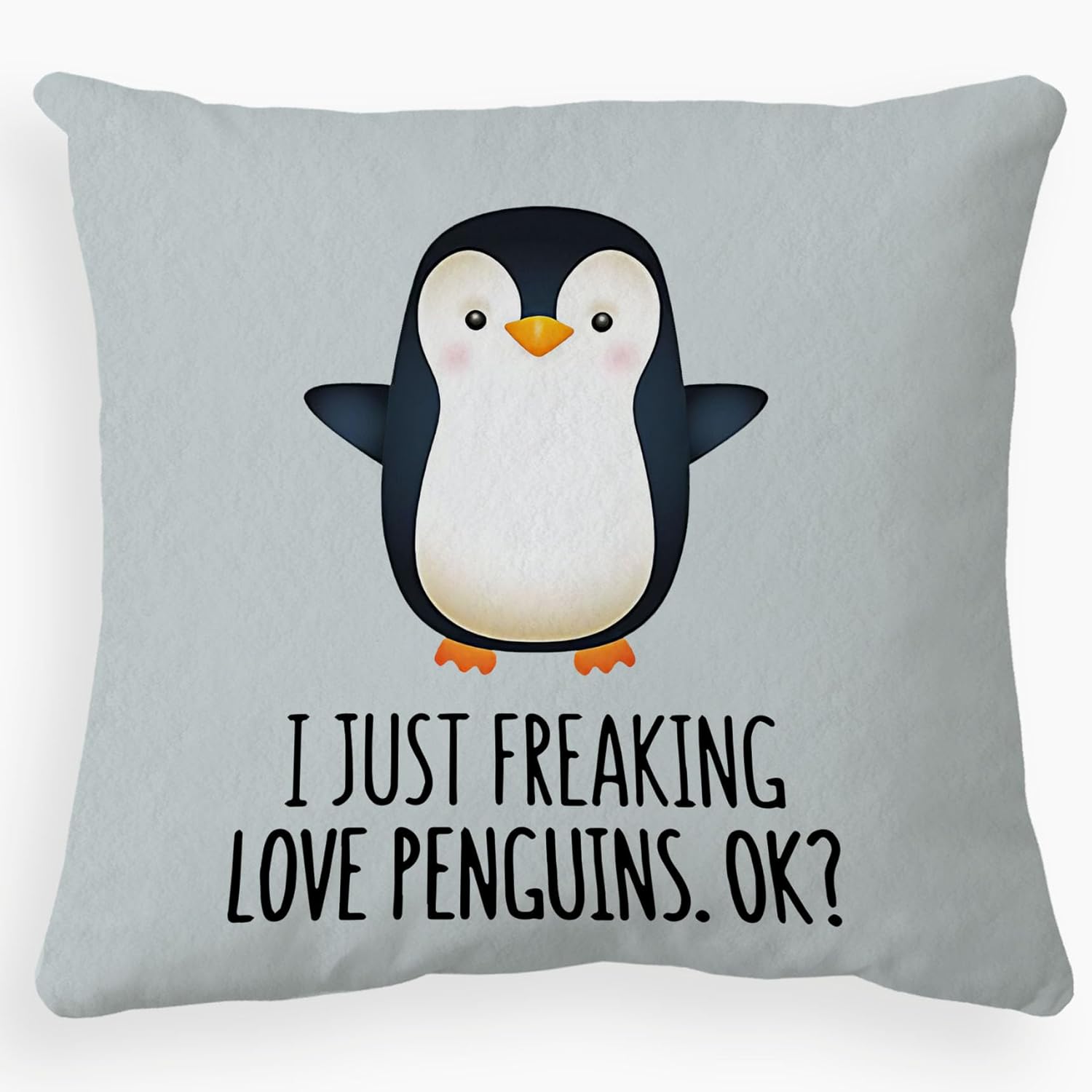 Voatok Funny Penguin Love Decorative Throw Pillow Case, 18 x 18 inch Penguin Decor Home Decor Cushion Cover, Penguin Love Gifts, Gift Son, Daughter, Gray-1