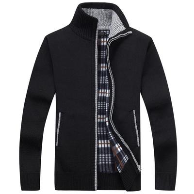 Cardigan de Malha Grossa com Gola Alta e Aveludado para Outono e Inverno, Suéter Masculino Quente Casual, Blusa Solta