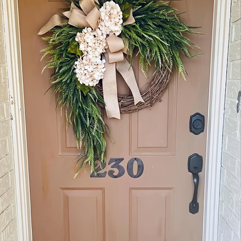 American Pastoral Hydrangea Wreath with Burlap Bow - Green Plant Vine Ring Door Hanging