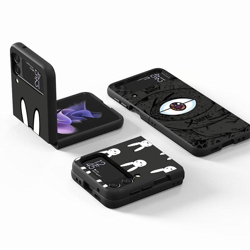 Custodia Bad Bunny X100pre Per Samsung Galaxy Z Flip 3 4 5G Nera Rigida PC Alloggiamento Telefono Z flip4 Lusso Coque Guscio