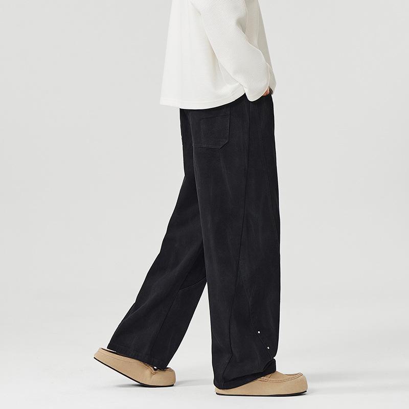 High-end American wipe dirty and old small scimitar casual pants men's autumn new loose wide-leg long pants high-end