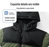 Men's Color Block Hooded Down Cotton Jacket with Wool Filling - Thick, Warm, Loose-Fit, Stand Collar Winter Coat