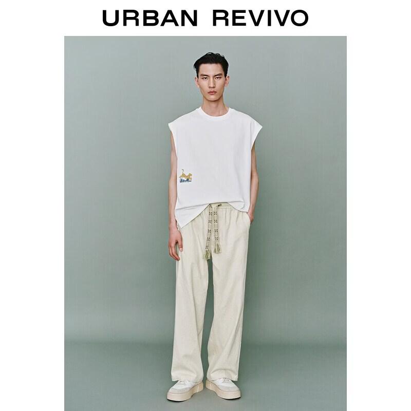 Men s Textured Drawstring Wide-Leg Pants 34 грязно-белый