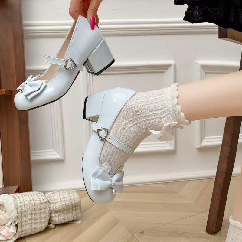 

Туфли на квадратном каблуке Летние Новые Круглый носок Неглубокий вырез Бант-бабочка Металлическая пряжка А-силуэт Нескользящие Высокие каблуки 40 синий