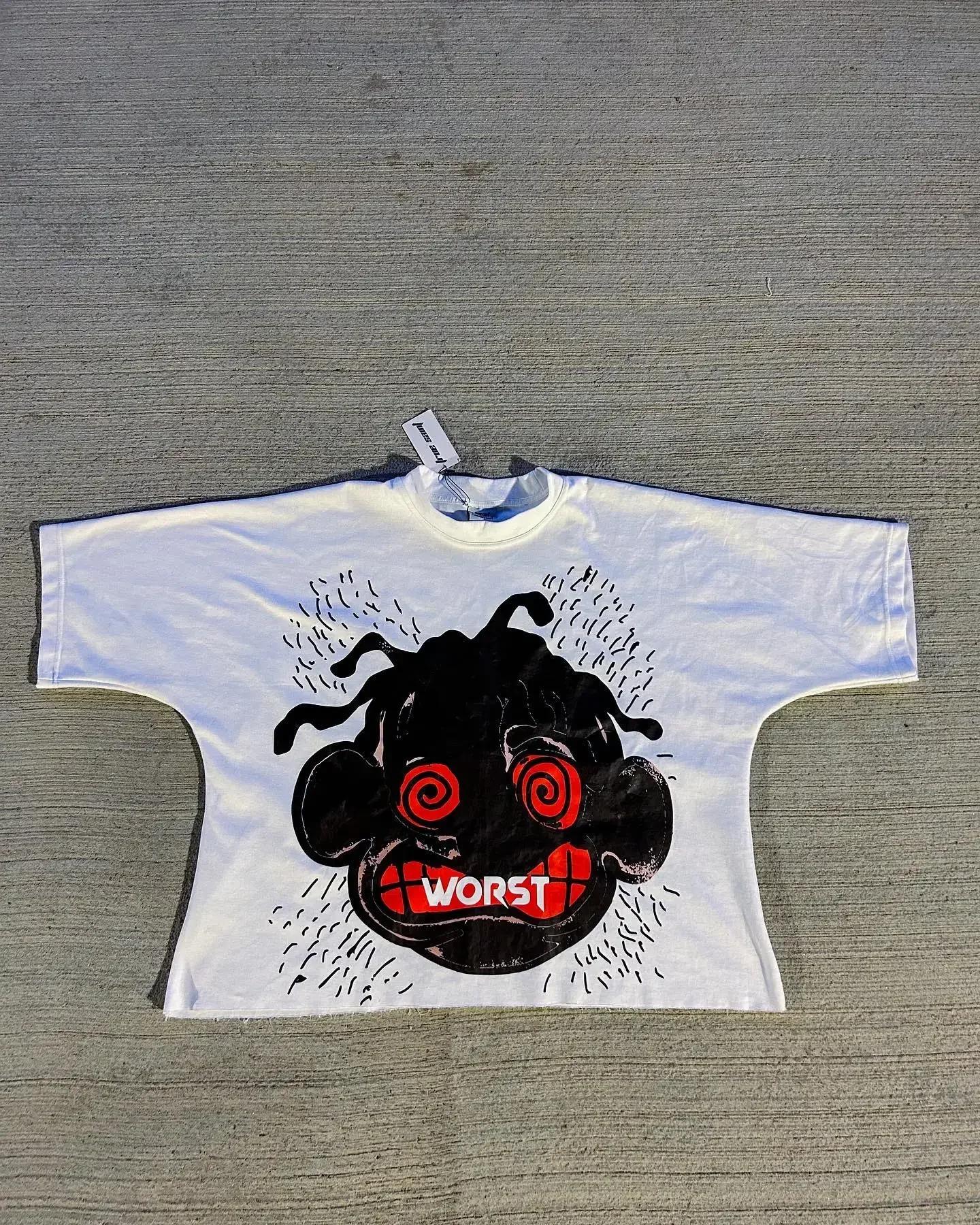 

2025 Лето Новая хип-хоп футболка с аниме-принтом для мужчин 100% чистый хлопок повседневная свободная с коротким рукавом 3XL