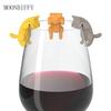 6 pièces/set Reconnaisseur de gobelet à vin chaton Portable Suspendu Marqueurs de verre à vin Miaou Outils Cuisine Silicone Chat Clip Étiquetage Fournitures