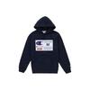 Supreme FW18 Champion Label Hooded Sweatshirt Navy Logo Unisex SUP-FW18-1255