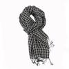 Pure Rain And Dew Linen Primary Color Navy Blue Small Checkered Scarf, Literary And Versatile Scarf