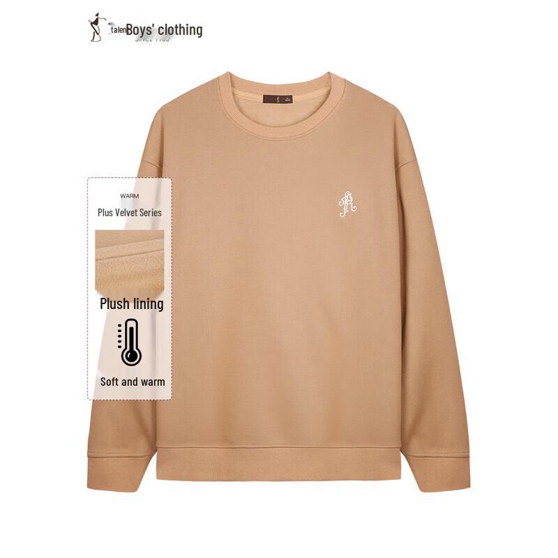 Men s Fleece-Lined Embroidered Round Neck Sweatshirt L