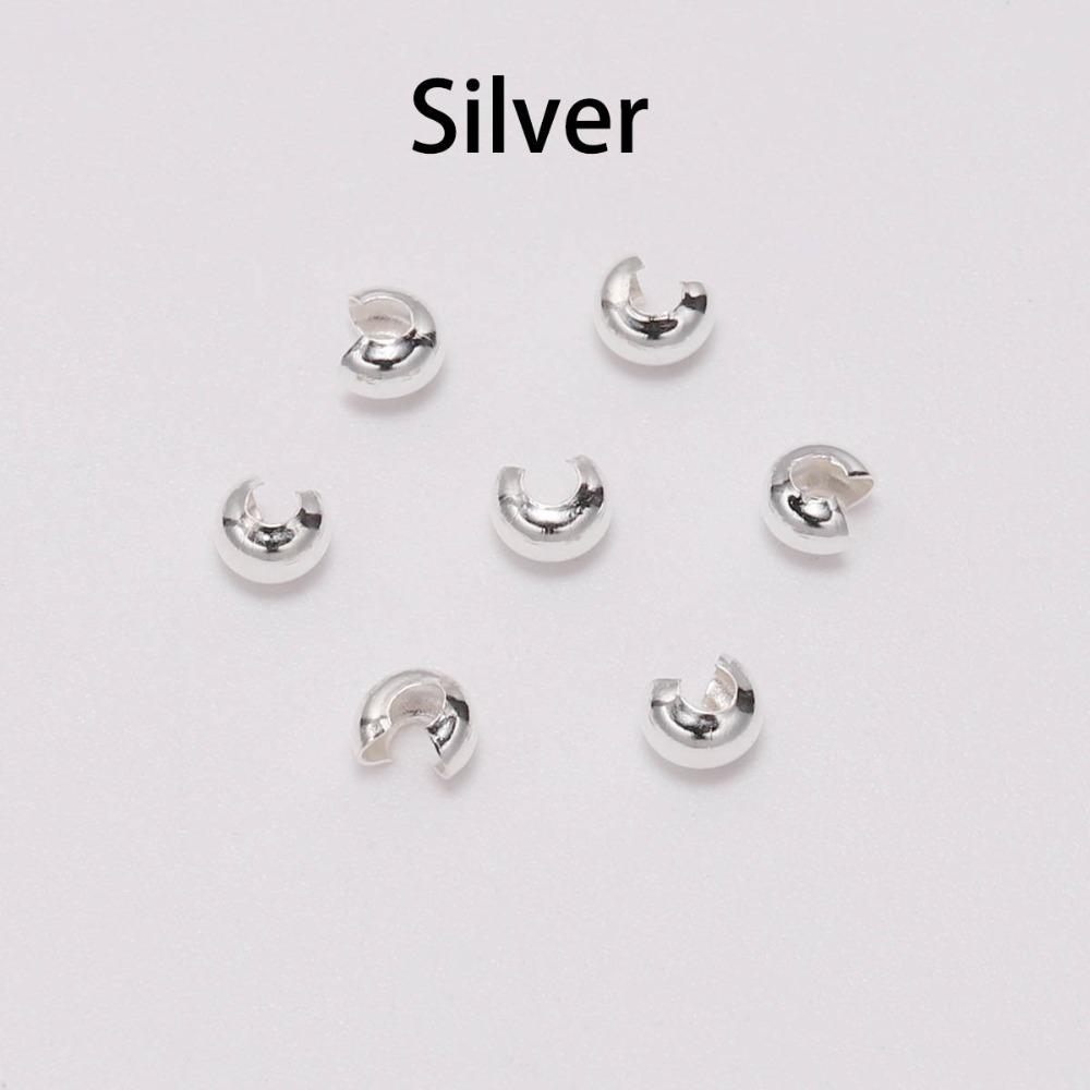 50-100pcs/lot Copper Round Covers Crimp End Beads Dia 3 4 5 mm Stopper Spacer Beads For DIY Jewelry Making Findings Supplies