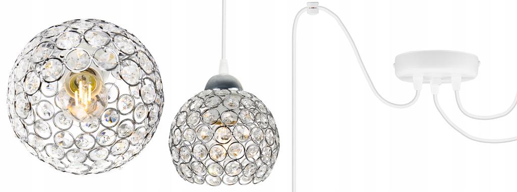 CHROME SPIDER HANGING LAMP, CRYSTAL CEILING