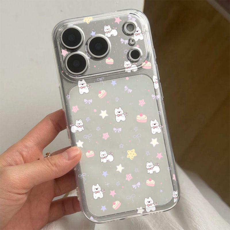 Space Shell Bow Puppy Case for Apple 17 Pro Max/16/15/14/13 Pro - Transparent & Drop-Proof