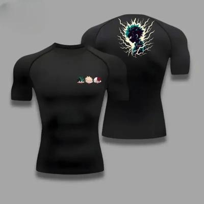 Vêtements de Sport Fitness Adolescent T-shirt Izuku Midoriya Hauts Graphiques Homme Vêtements d'Entraînement Garçons Compression Course à Pied Basketball
