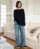 Ppaeppae Wide Round Neck Loose Fit Long Sleeve T-Shirt