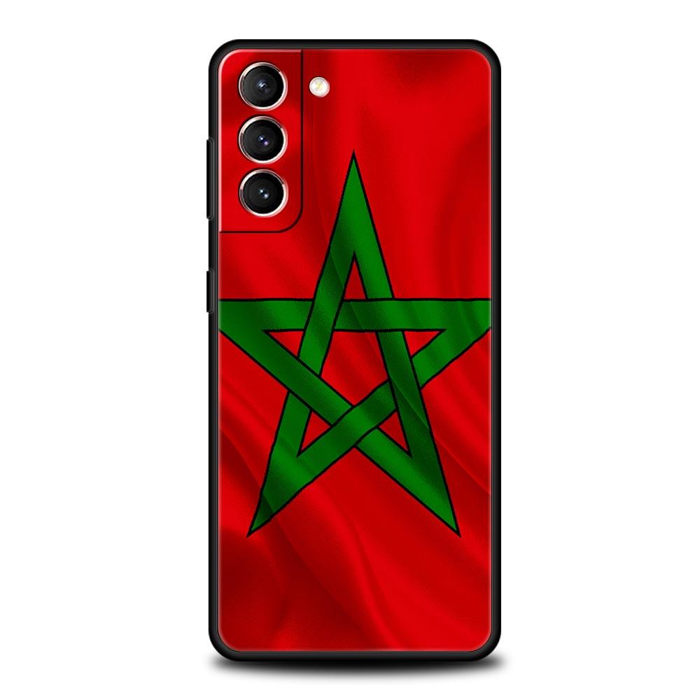 

Morocco Flag Passport Phone Case For Samsung Galaxy S25 S24 S23 FE S22 Ultra S20 S21 5G S10 Plus S10E Soft Black Cover Samsung S24 Plus