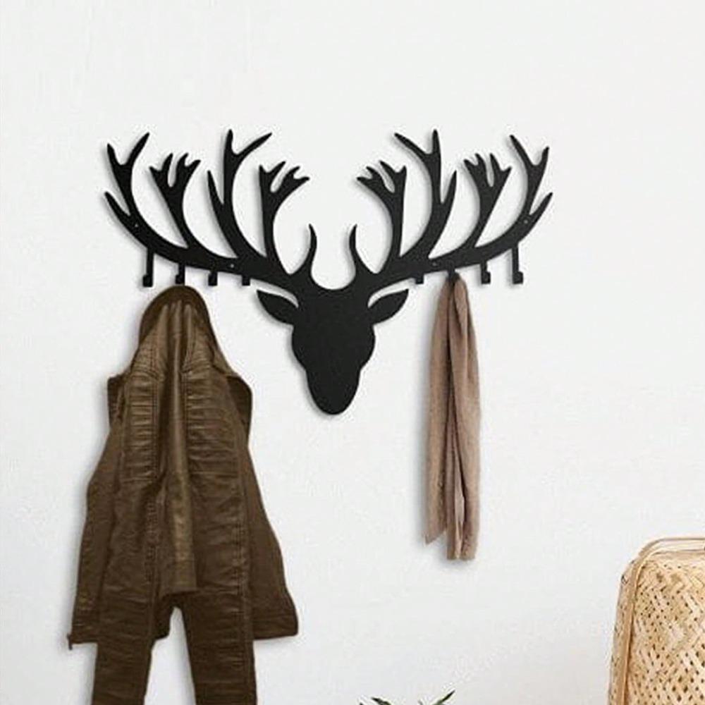 Antler Key Holder Wall Mounted Modern Metal Key Hanger Unique Deer Head Hook Creative Home Decor