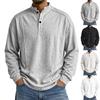 Men's Color Long Sleeve Stand Collar Single Button Casual Sports Top