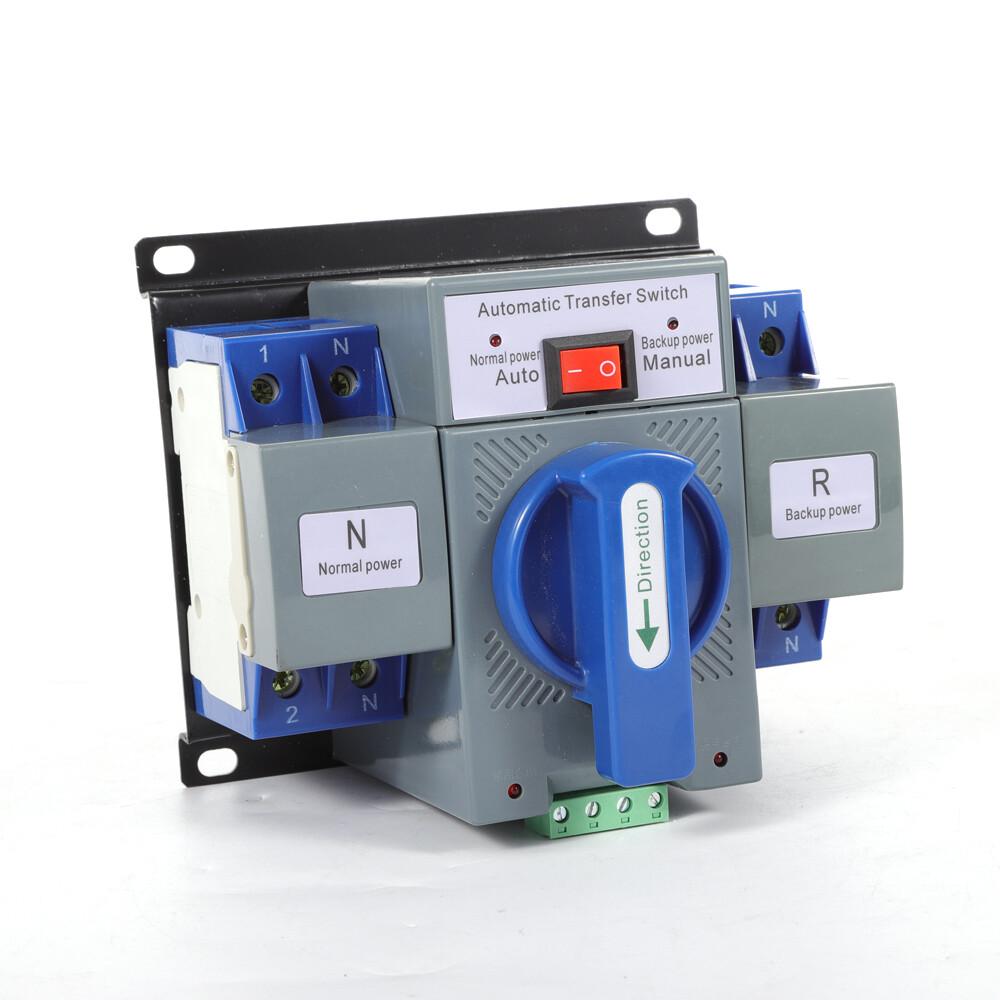 63A 2P Dual Power Automatic Transfer Switch for Generator Solar System ATS Changeover Switch AC 230V 60Hz