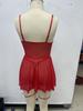 European & American Lace See-Through Red Lingerie Dress