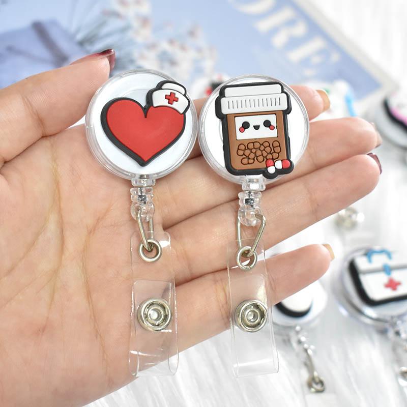 1PCS Hospital Retractable Badge Reel with Belt Clip Cute Nurse Doctor Name Tag Card Holder Accessories Office Supply Clip
