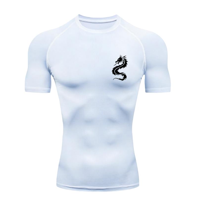 Dragon  Men's Sports T-shirt Training Fitness Compression Short Sleeve Rashguard for Men Athletic Tees Workout T-Shirt