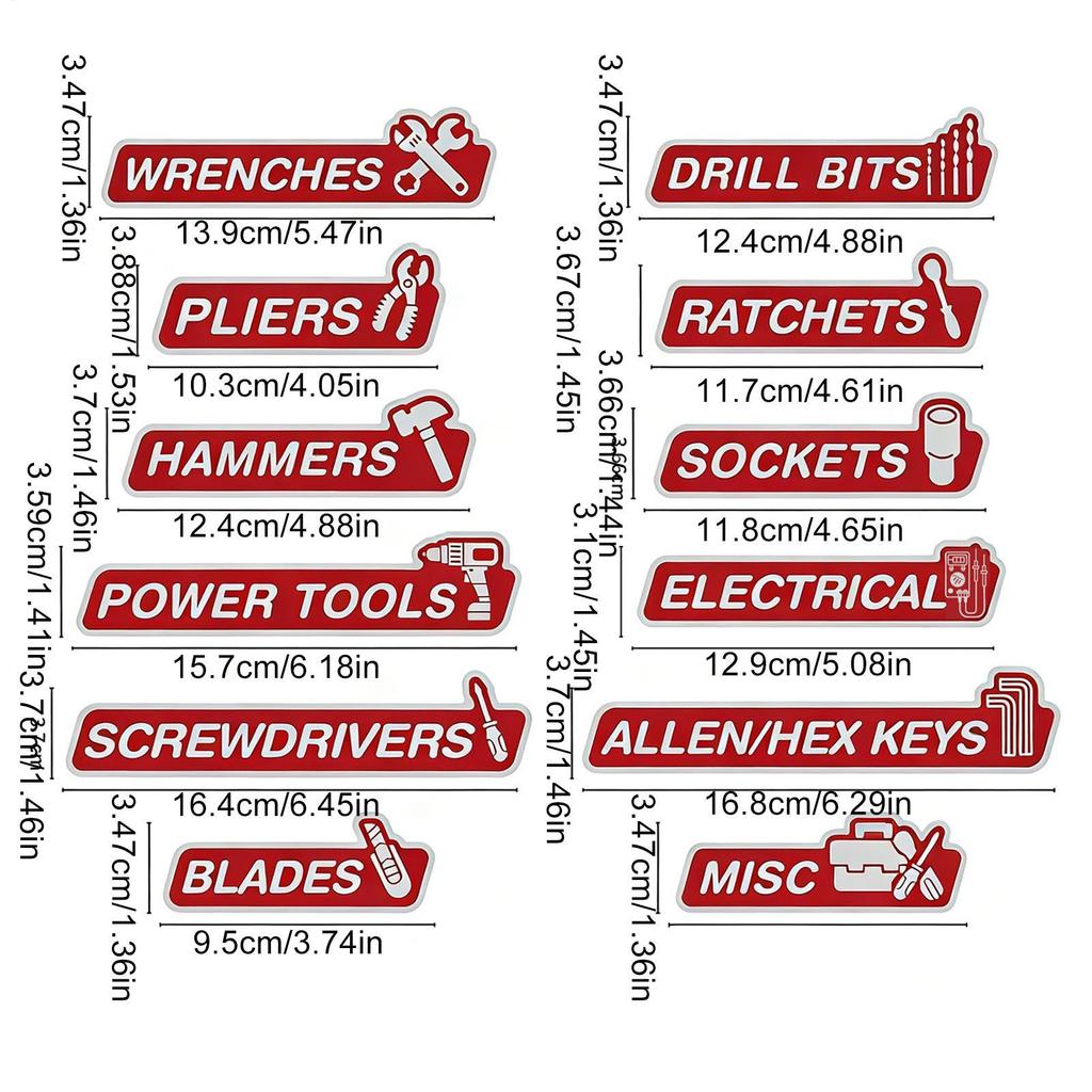 12pcs Magnetic Tool Box Labels Resin Drawer Tags Magnetic Labels For Tool Box Drawers Accessories Organization Identifying