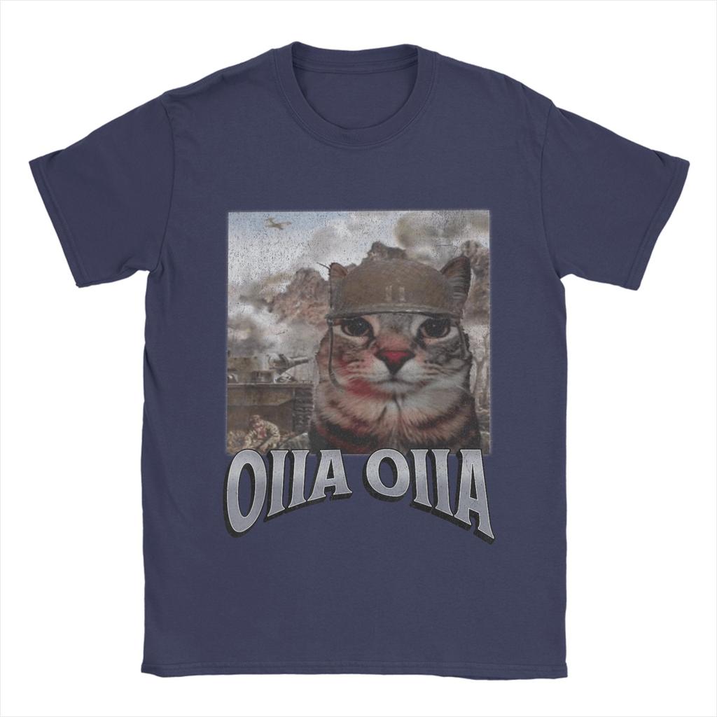 2025 Summer Oiia Oiia Cat Meme 100 Pure Cotton Printed Tshirt  for Men Cotton Novelty Round Neck Funny Short Sleeve Graphic