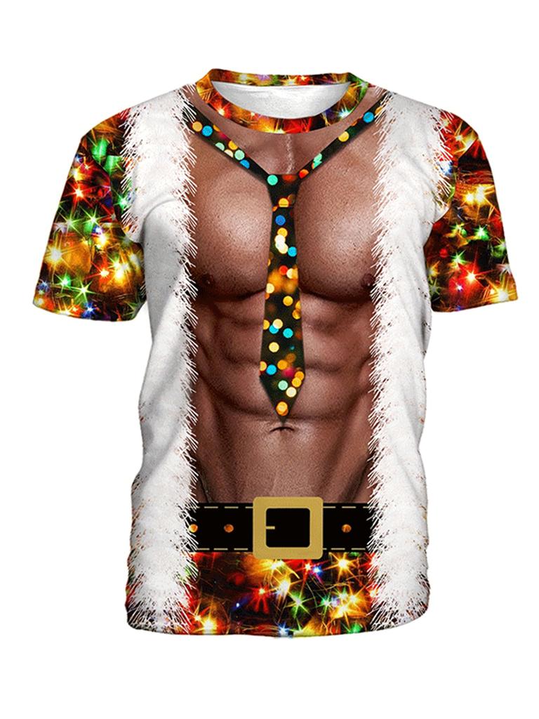 Fashion 3D Merry Christmas Printed T Shirt Happy Santa Claus Xmas Christmas Trees Graphic Tee Shirts Funny Short Sleeves Top