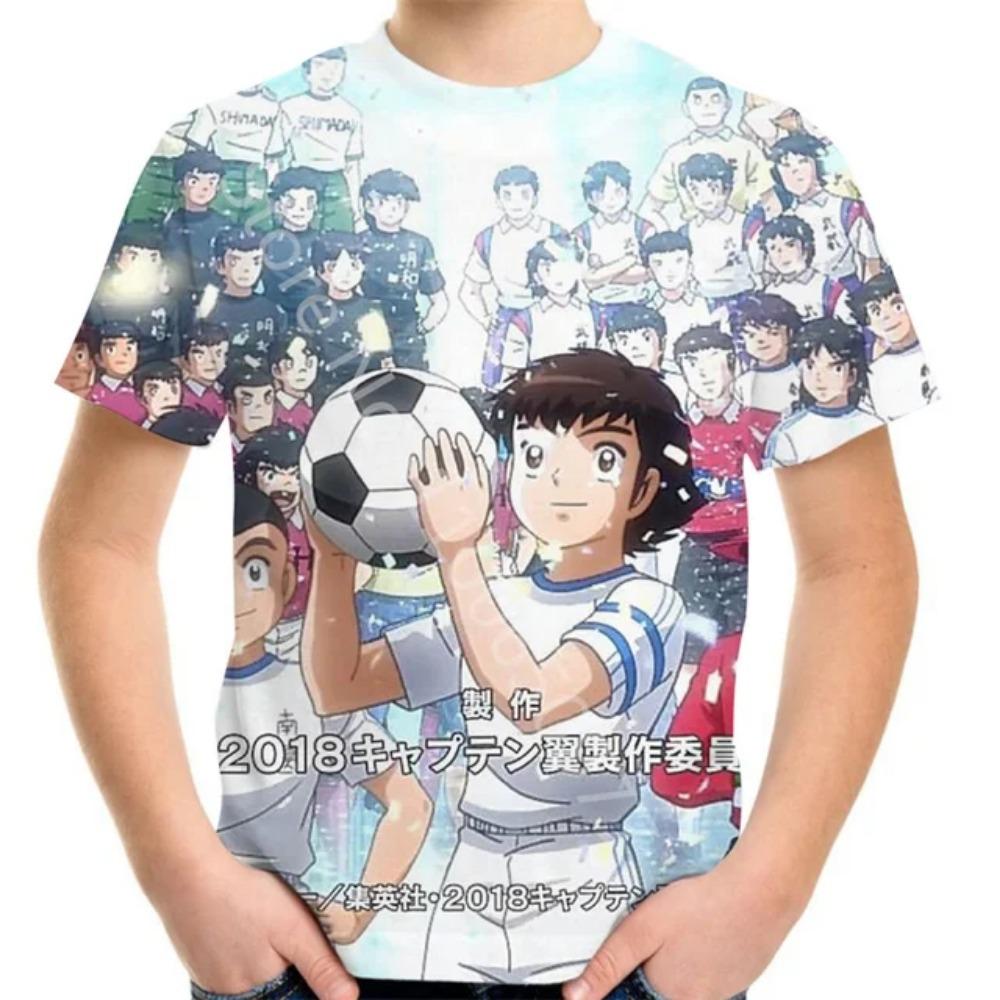 Summer 4-20Y Teen Children Cartoon T-Shirt Football Soccer Anime Captain Tsubasa 3D Print T Shirt For Boy Girl Kids Fashion Tops