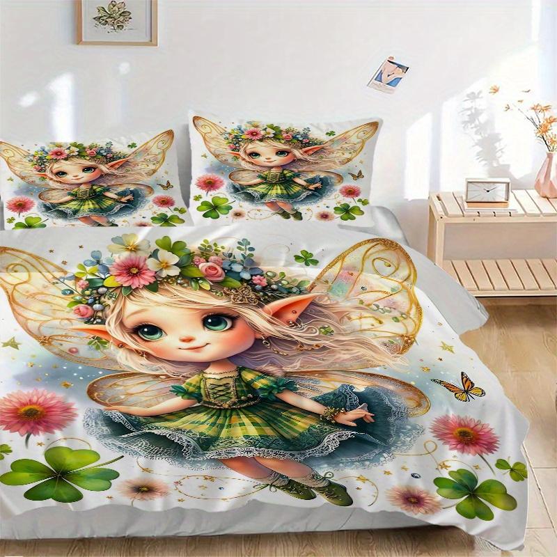 

3 шт. Милый набор стеганых одеял с принтом Тинкер Белл. Мягкий и удобный пододеяльник для спальни, гостевой комнаты. Комплект постельного белья B058 135x200cm