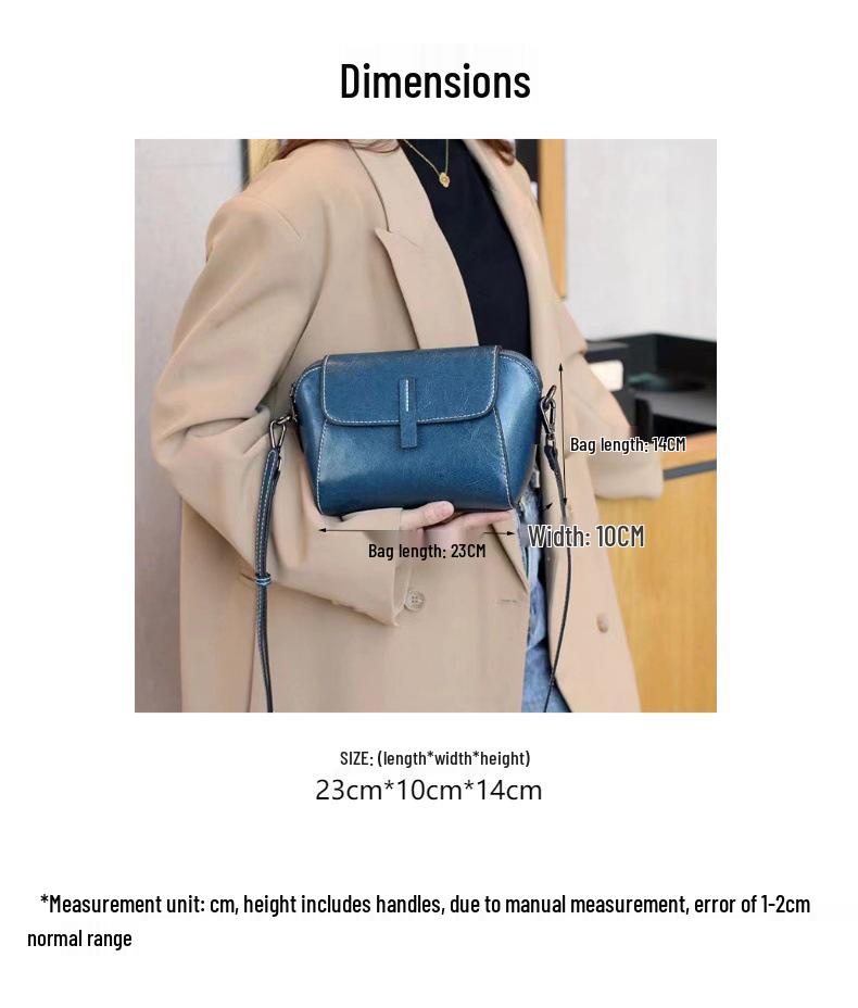 Bolsa Transversal Retro Feminina em Couro Genuíno - Elegante, Versátil, Pequena Bolsa de Couro para Ombro para o Dia a Dia.