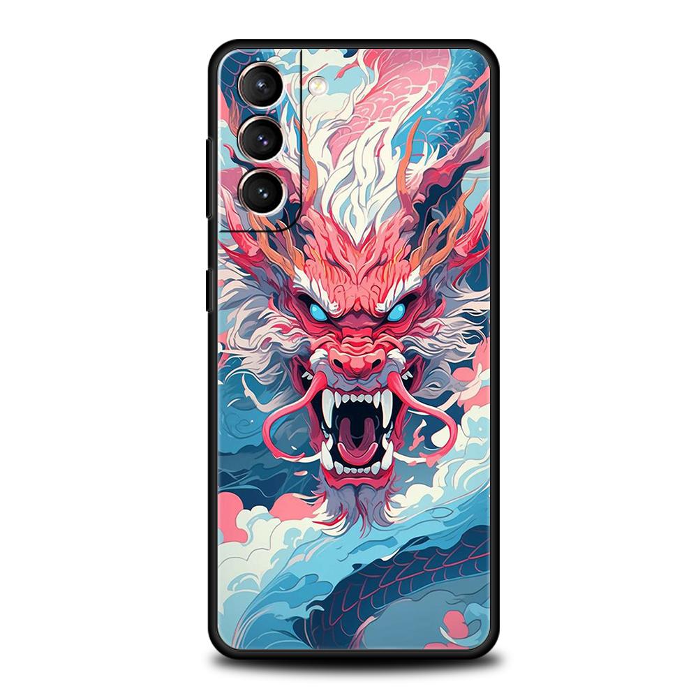 Cartoon Dragon Case for Samsung Galaxy S24 S23 S22 S20 S21 FE Ultra S24 S23 S10 S10E S9 S8 Plus 5G Silicone Phone Cover Capa Bag