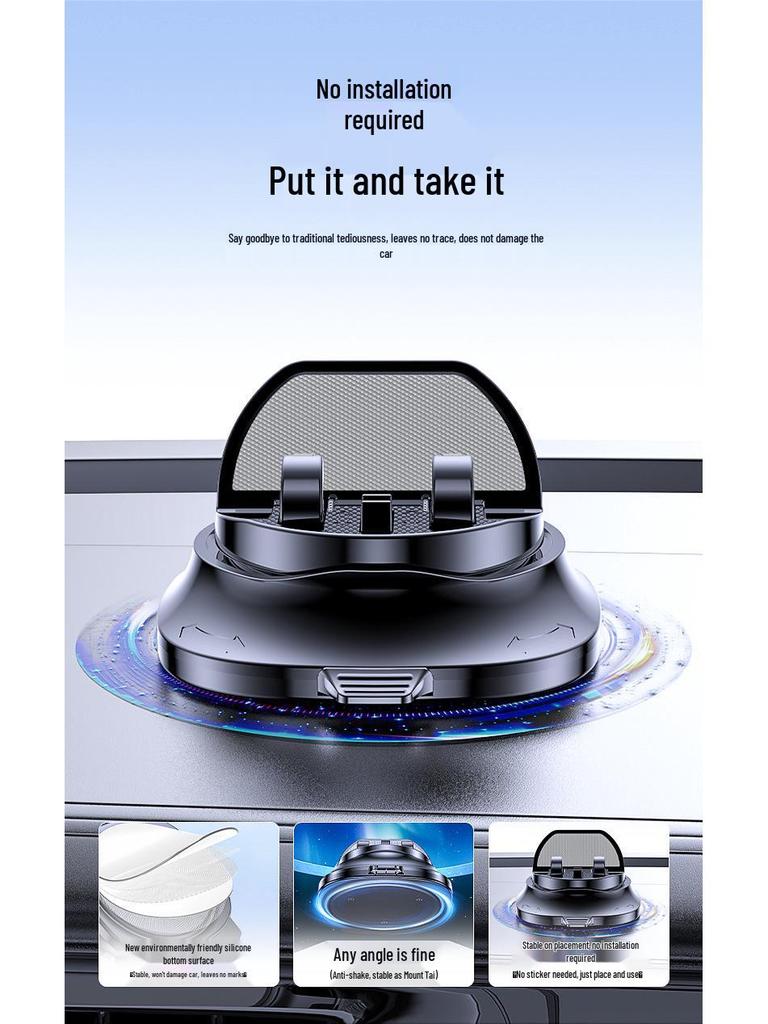 Rotatable Non-slip Car Phone Holder with Luminous License Plate for Dashboard and Temporary Parking
