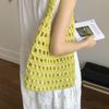 Braided Crochet Tote Bag Solid Color Beach Bag Fashion Hollow Out Knitted Weave Bag  Daily