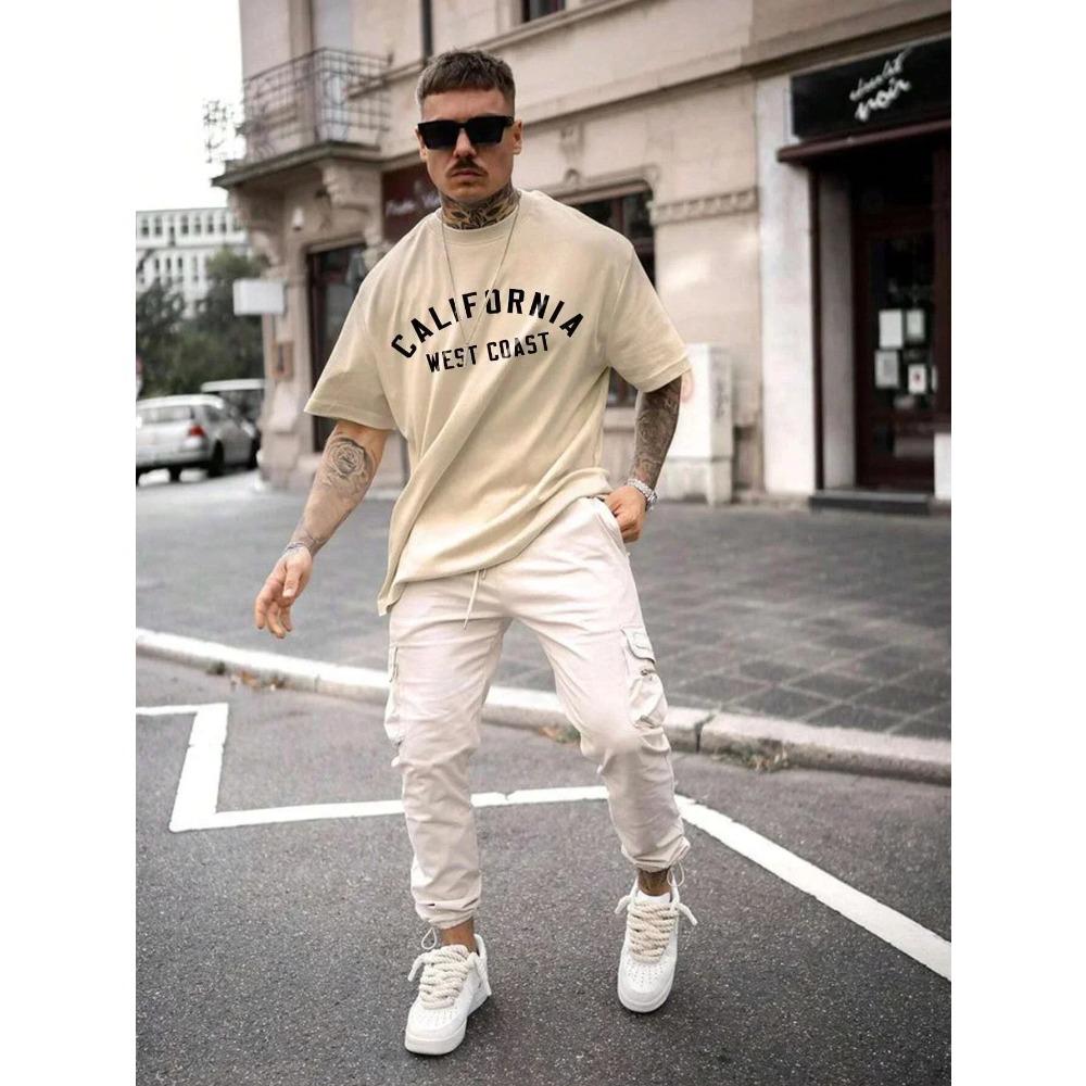 Mens Cotton T-Shirt Personality Vintage Casual Tops All-math Oversize Tee Clothing Man Short Sleeve  Harajuku Redtube