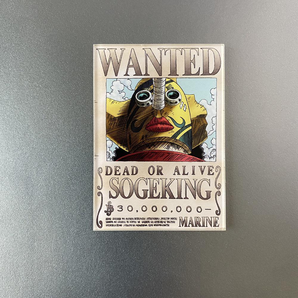 Kreativní magnet s plakátem Wanted z One Piece - Anime Kreslená Dekorace na ledničku & Samolepka na vzkazy