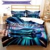 3PC Custom Name Futuristic Car Neon Lights Bedding Set Printed  Bedding Set Duvet Cover Closure Includes 1 Duvet Cover & 20 Pillowcases for Bedroom