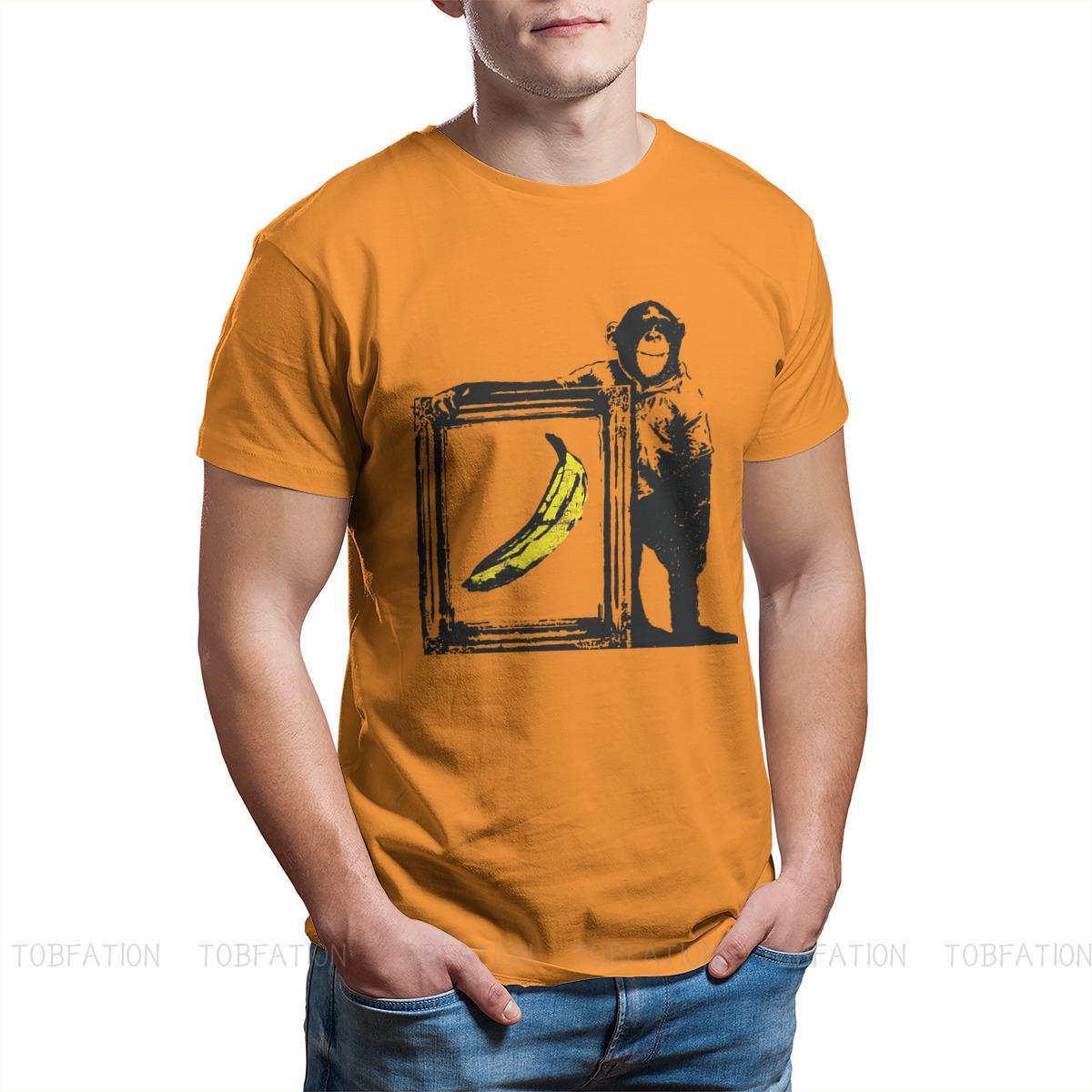 

Граффити Бэнкси Обезьяна Банан Основная Мужская Футболка Графическая Аниме Одежда Хлопковая Футболка с Круглым Вырезом 2020 4XL