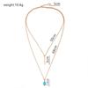 Women Double-layer Turquoise Necklace Water Drop Shaped Pendant Clavicle Chains Necklace