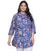 Tissu Women' Plus Floral Printed Pure Cotton Kurti ( Blue )