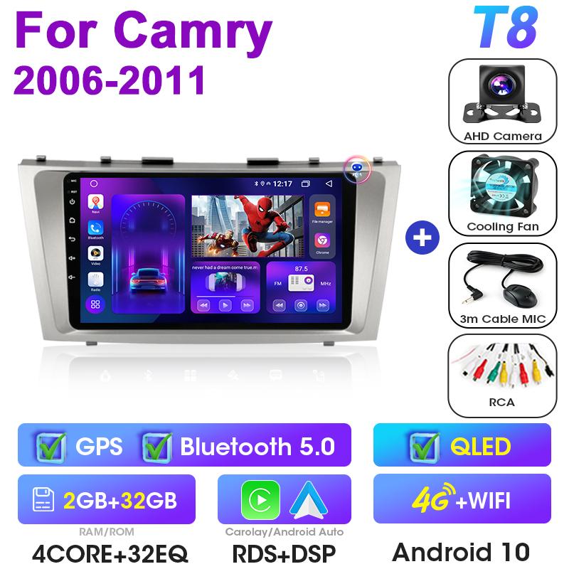 2 Din Android 12 Autoradio Für Toyota Camry 7 XV 40 50 2006 - 2011 Multimedia Video Player GPS 4G Carplay Auto Stereo Head Unit