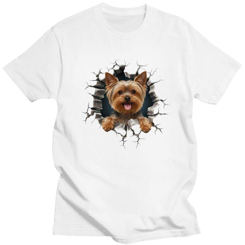 Cool Breaking Through Yorkshire Terrier T Shirt Men Pure Cotton Tshirt Leisure Yokie Dog Lover Tees Fashion Tshirt For Husband